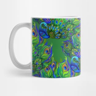 Peacock Neck Gator Blue and Green Peacocks Peacock Feathers Mug